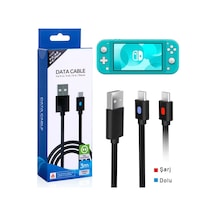 Switch Lite Şarj Kablosu 3 Metre Led Göstergeli Ns Lite Oyun Konsolu Type-c Örgü Kablo