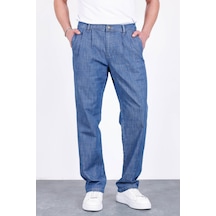 HLT Jeans Erkek Açık Mavi Yazlık Çift Pileli Rahat Kesim Beli Lastikli Bol Paça Baggy Pantolon Albert-1993
