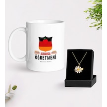 Kişiye Özel Almanca Öğretmeni Beyaz Kupa Ve Papatya Kolye