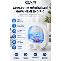 Akvaryum Görünümlü 700 Ml Bluetooth Hoparlörlü Hava Nemlendirici Ters Akan Su Damlası Efektli 7 Renk Led Işıklı