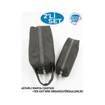 2li Set Makyaj Çantası Ve Kalemlik,mini Organizatör Su Geçirmez Tek Gözlü