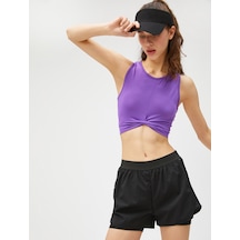 Koton Crop Spor Atlet Büzgü Detaylı Mor 3sak30169nk Mor