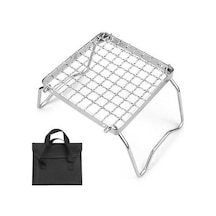 Pazly Vkemall Mini Paslanmaz Çelik Izgara Standı, Katlanır Barbekü Kamp & Piknik Gümüş