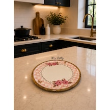 Rosadora Ahşap Yuvarlak Servis Tepsisi 30 Cm Pembe