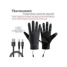 Fochsia Usb Isıtmalı Eldiven 3 Seviye Sıcaklık Kontrolü Dokunmatik Uyumlu Siyah
