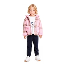 Ersefa Kız Çocuk Üçlü Takım Kapüşonlu Ceket Baskılı Tişört Ve Pantolon K Pembe