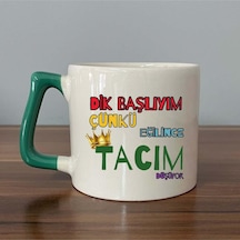 Dik Başlıyım Çünkü Baskılı Yeşil Kulplu D Kupa