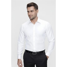 Efor Slim Fit Pamuk Saten Klasik Beyaz Gömlek Gk 624 Beyaz