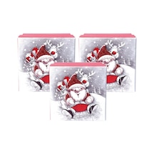 Yılbaşı Noel Baba Ve Geyik Motifli Hediye Kutusu Küçük Set 3'lü