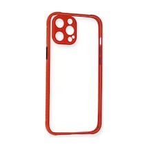Newface Apple iPhone Uyumlu 12 Pro Kılıf Miami Şeffaf Silikon - Kırmızı Diğer