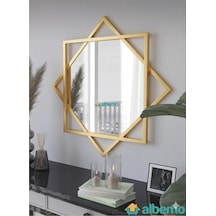 8 Köşeli Gold Selçuklu Dekoratif Hol Aralık Salon Ofis Banyo Wc Duvar Aynası Altın 60 X 60 Diğer