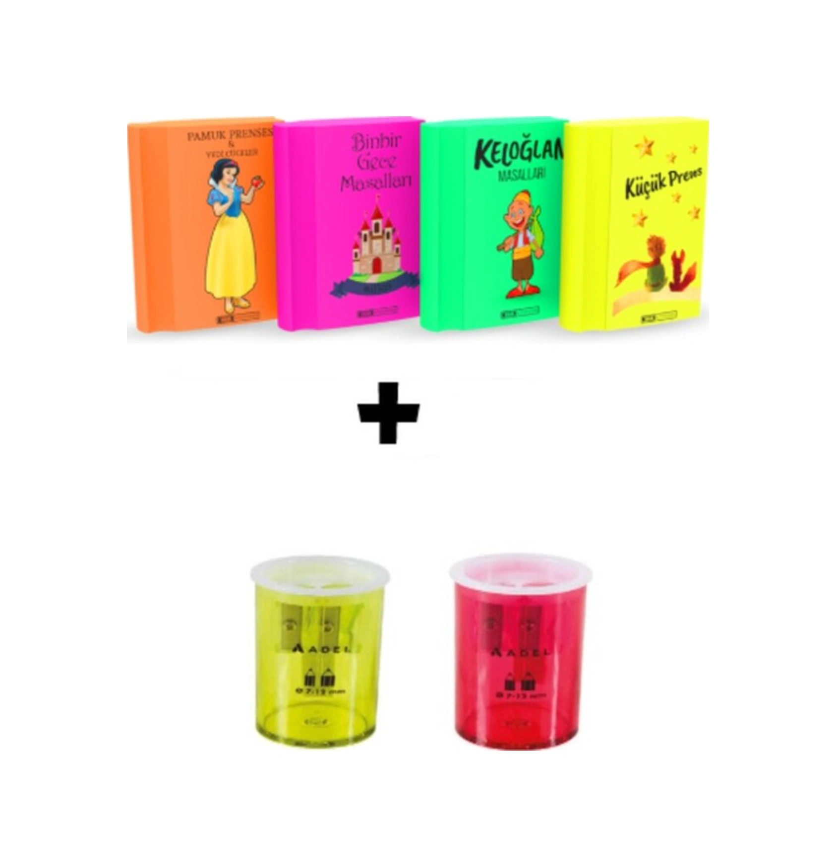 Art.21 Silka 4 Adet Neon Kitap Silgi Ve 2 Adet 619 Kalemtraş Seti Kız Öğrenci