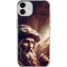Apple Uyumlu iPhone 12 Şeffaf Kılıf Leonardo Da Vinci Tasarımlı