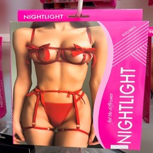 Night Light Nightlight Kırmızı Fiyonklu Jartiyer Takım