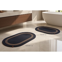 Nakkaş Home 2'li Jüt Klozet Takımı Siyah-koyu Kahve 2li Oval