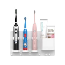 Willowhaven 28cm Banyo Diş Fırçası Tutucu, Izsiz Duvar Montajlı, Kuru Tutun Stand, Beyaz, 27.5 15.5cm 2 Adet Beyaz Gri