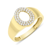 Fiyonk Kuyumculuk 14 Ayar Altın Taşlı O Harfli Yüzük 001