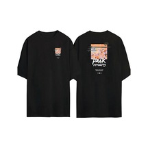 Thewert Unisex Peak Popularity Ön Arka Baskılı Sıyah Oversize T-shirt Siyah
