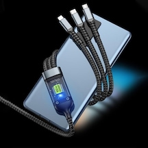 3'ü 1 Arada Usb Kablosu Hızlı Şarj, Şeffaf Aydınlık 100w Süper Hızlı Şarj Kablosu, Dayanıklı Naylon Örgü, Tip-c, İphone Ve Android Cihazlar İçin Şarj Çözümü