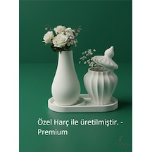 13cm Çiçek Vazosu & 8cm Tombul Vazo Saksılık & 17cm Bölmeli Oluklu Tepsi 30196550