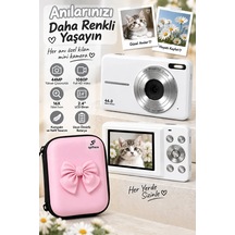 Magicool 4k Figürlü Çantalı Dijital Video Kamera 44mp 16x Zoom Işıklı Kart Dijital Fotoğraf Makinesi Beyaz