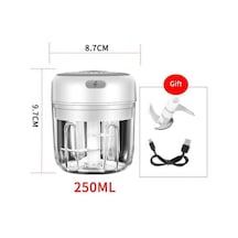 Elektrikli Gıda Crusher Mini Sarımsak Basın Sarımsak Sebze Kıyıcı Mutfak Ezilmiş Sarımsak Zencefil Ezilmiş Biber Beyaz, 250ml Ahşap - Pudra