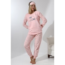 Wordex Fawn 5010 Peluş Welsoft Polar Kışlık Yumoş Kadın Pijama Takımı Pembe