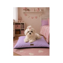 Kedi Ve Köpek Yer Minderi Üst Kalite Yıkanabilir Kılıflı Fermuarlı %100 Boncuk Elyaf Kaydırmaz Taban Kedi Ve Köpek Yatağı Mor - 878959502