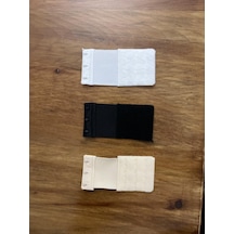 Kadın Siyah Beyaz Ten Renk 3’lü Lastikli Sütyen Uzatma Kopçası Agraf/Ek Aparatı Seti (Dar)