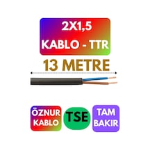 Öznur 2x1,5 Ttr Kablo Siyah Metre Seçenekli - 13 Metre