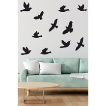 Uçan Kuşlar Dekoratif Duvar Sticker Kuş Sürüsü Siyah 22 Adet
