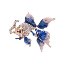 Japon Balığı Broş Yapay Elmas Dekor Degrade Contarst Renk Gerçekçi Balık Şekli 3d Solmaz Paslanmaz Lüks Renk: Mavi