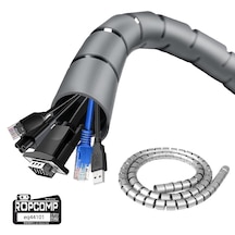 Ropcomp Spiral Kablo Kanalı Kablo Düzenleyici Toplayıcı Tutucu 1.5m 22mm Gri