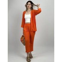Kadın Pantolonlu Alt Üst İkili Kimono Takım Rahat Kalıp 001