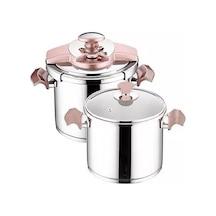 Aryıldız Milano Kanka Düdüklü Set Rose Gold 3,5 Lt. +  5,5 Lt. Gümüş - Rose Gold