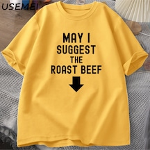 Flood Of Style Kızartma Sığır Eti T Shirt Komik Yetişkin Baskılı T Shirt Erkekler Pamuk Kısa Kollu Erkek Tas Sarı