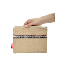 Estorebox Baghashtag Minimal Siyah Fosfor Püsküllü Jüt Clutch Bez Çanta Çok Renkli