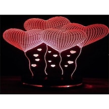 16 Renk Kumandalı 4 Lü Kalp Model 3D Led Lamba
