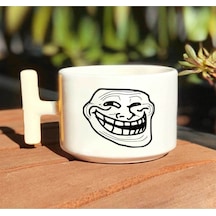 Troll Face Baskılı Beyaz T Kulp Kupa Bardak