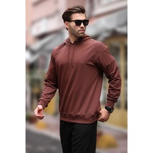 Madmext Acı Kahverengi Kapüşonlu Erkek Sweatshirt 7069 Acı Kahverengi