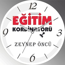 Kişiye Özel Eğitim Koordinatörü Çap 30cm Sessiz Akar Bombeli Gerçek Cam Duvar Saati Siyah