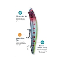 11 Cm 110 Mm At Çek Balık Avı Yemi Kırmızı Benekli Gümüş Yeşil Gövde 3d Gözlü Dalgalı Yüzüşlü