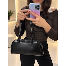 D&s Accessories Kadın Çanta Retro Model Uzun Saplı Baget Şık Sportif Ve Casual El Ve Omuz Çantası Siyah