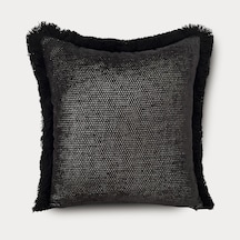 "noir" Püsküllü Kırlent Kılıfı - 45x45 - Gold Siyah - Gold