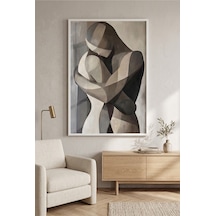 Beyaz Ahşap Çerçeveli Soyut Sarılan Çift Modern Sanat Duvar Tablosu Beyaz - 865057279 Beyaz