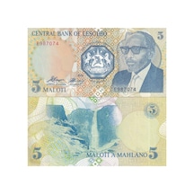 Lesotho 1989 Yılı 5 Maloti Kağıt Para Çil Unc Koleksiyon Para