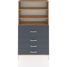 Arges Dolap 3 Raflı 4 Çekmeceli 88x30x163 Çam-antrasit Atlas Çam