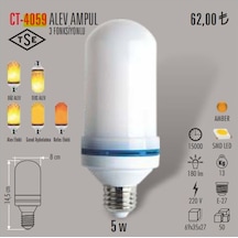 Cata Ct-4059 5 Adet 5 Watt Alev Ampul 3 Fonksiyonlu Tse'Li