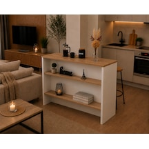 Figa Mutfak Adası - Mutfak Masası-120 Cm Atlantik Çam - Beyaz