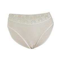 12 Adet Yıldız Bayan Likralı Beli Dantelli Bikini Külot Ekru 3523